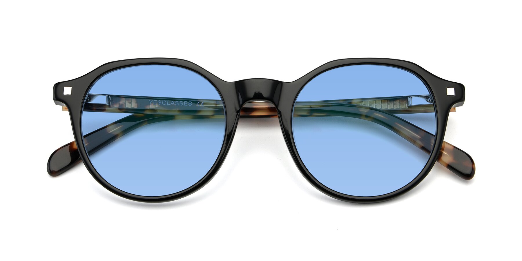 Folded Front of 17425 in Black with Medium Blue Tinted Lenses