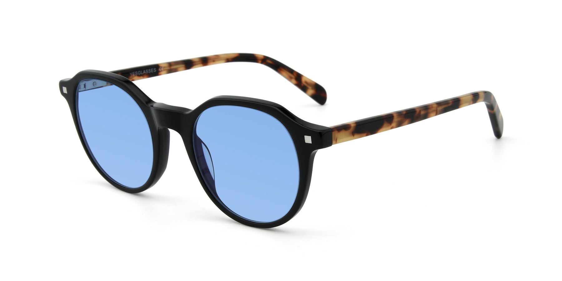 Angle of 17425 in Black with Medium Blue Tinted Lenses