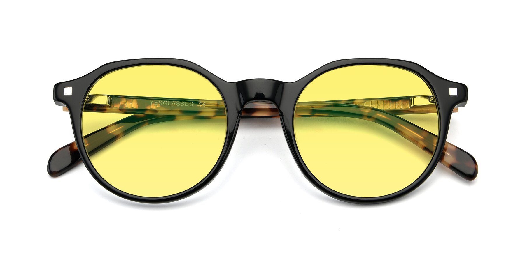 Folded Front of 17425 in Black with Medium Yellow Tinted Lenses