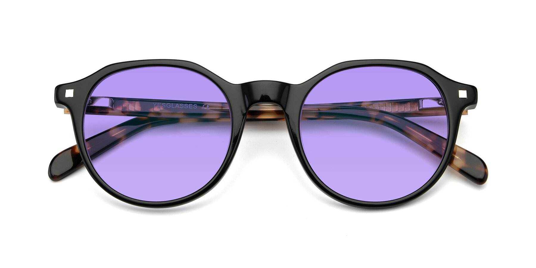 Folded Front of 17425 in Black with Medium Purple Tinted Lenses