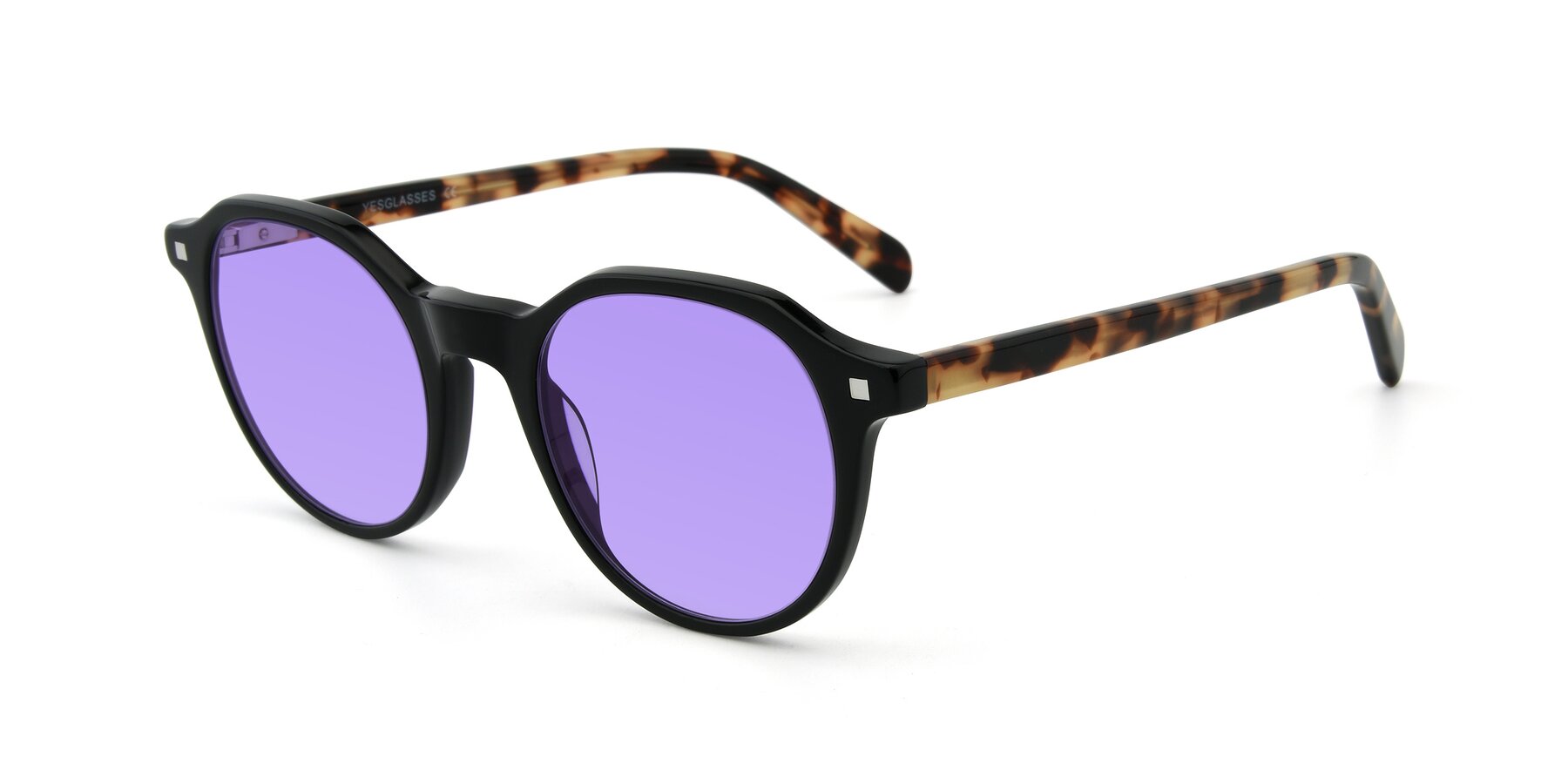 Angle of 17425 in Black with Medium Purple Tinted Lenses