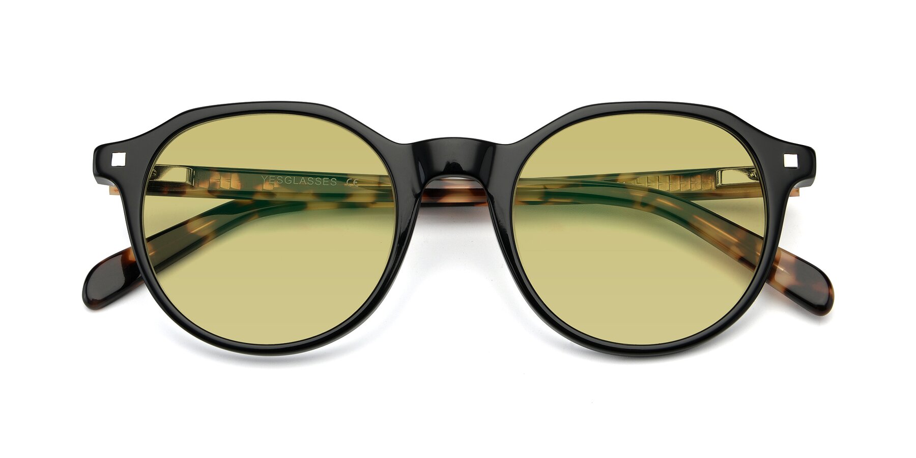 Folded Front of 17425 in Black with Medium Champagne Tinted Lenses