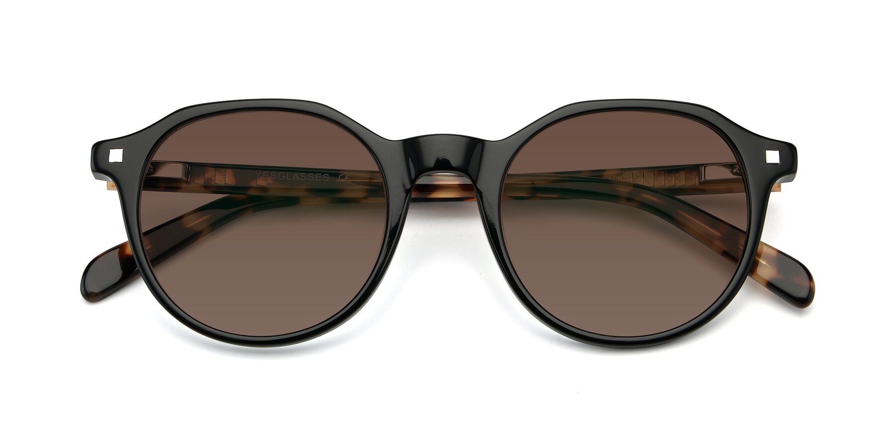 Folded Front of 17425 in Black with Brown Tinted Lenses
