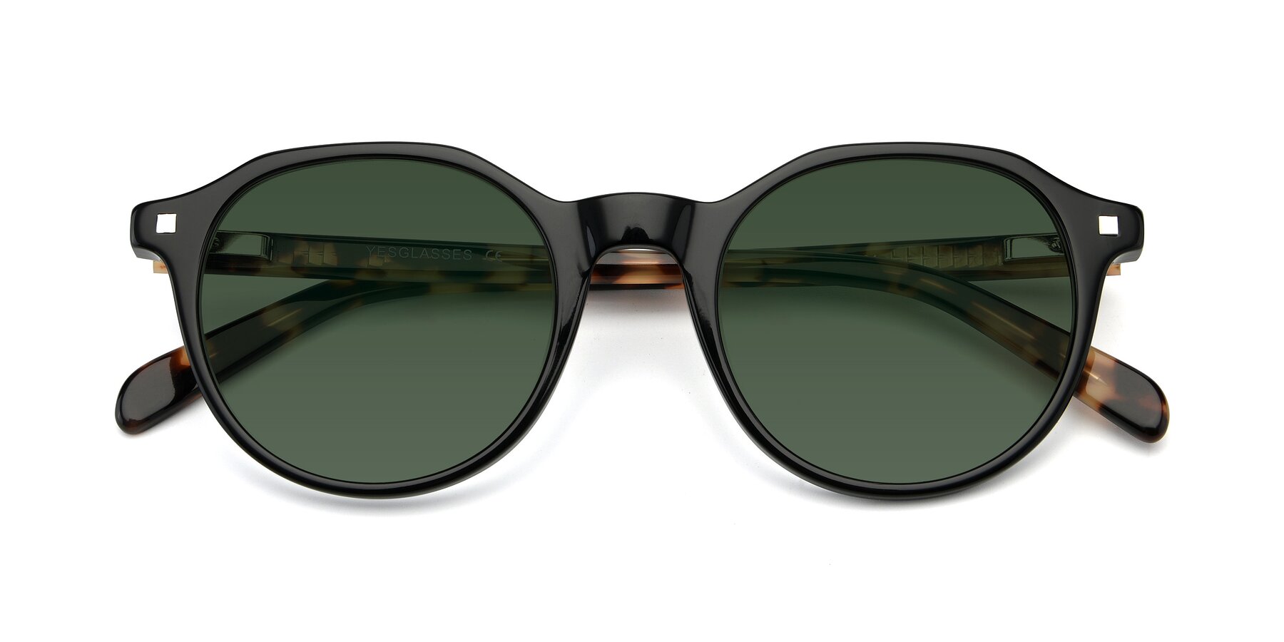 Folded Front of 17425 in Black with Green Tinted Lenses