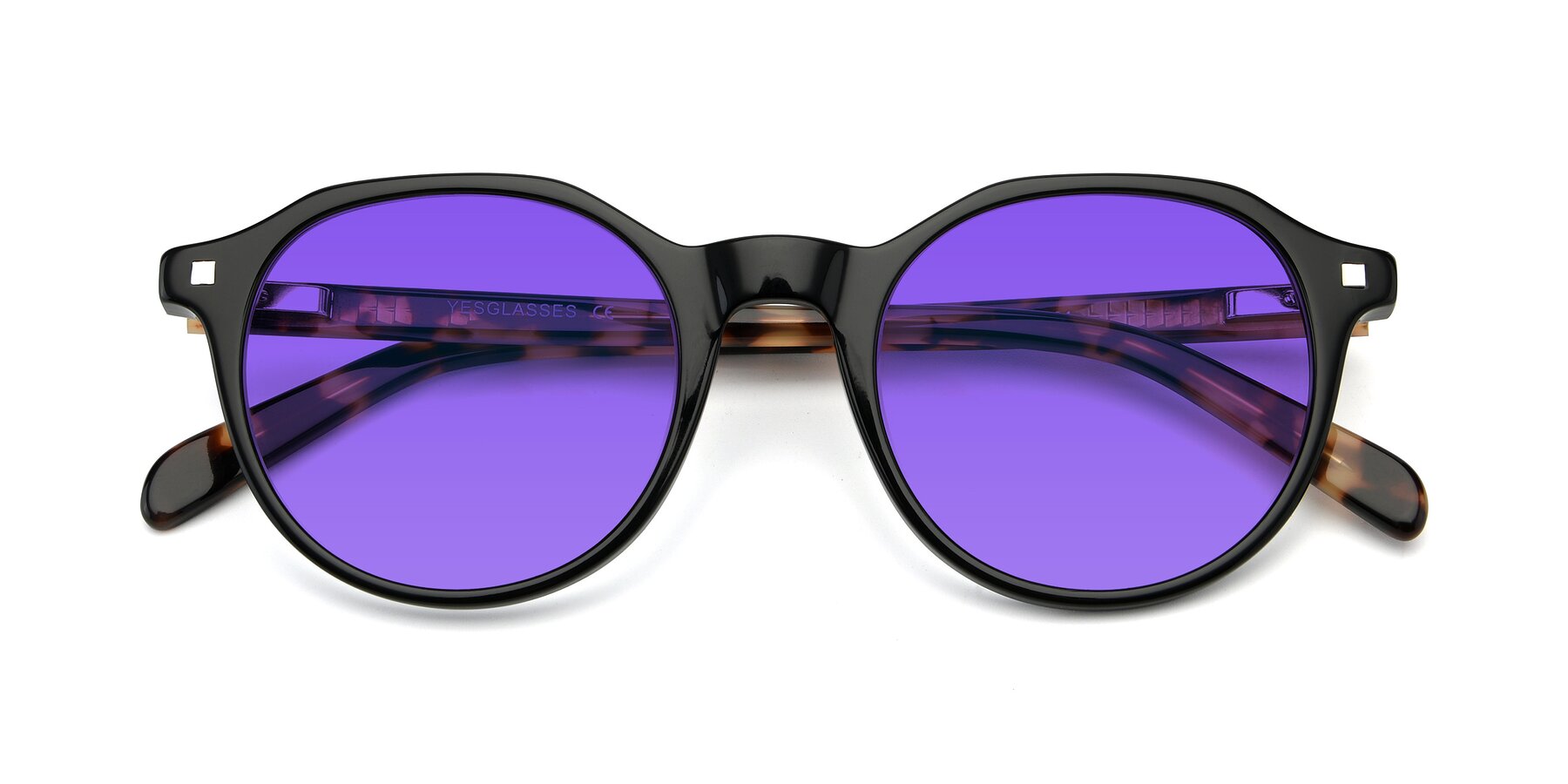 Folded Front of 17425 in Black with Purple Tinted Lenses