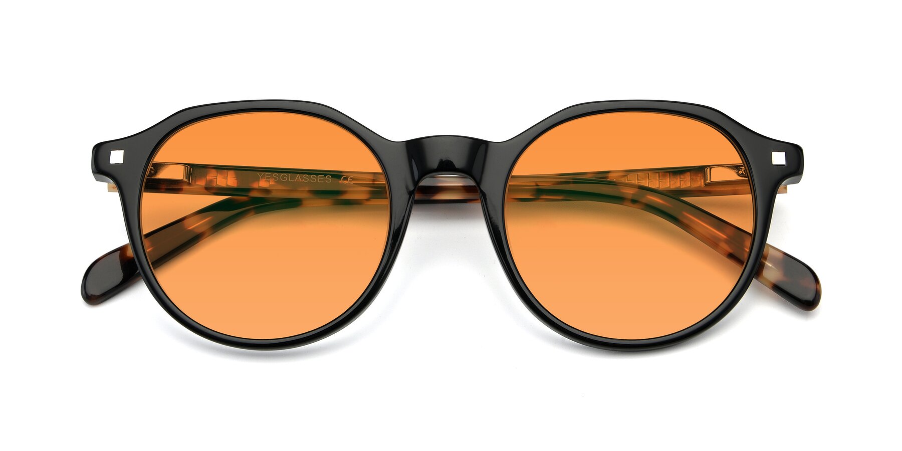 Folded Front of 17425 in Black with Orange Tinted Lenses