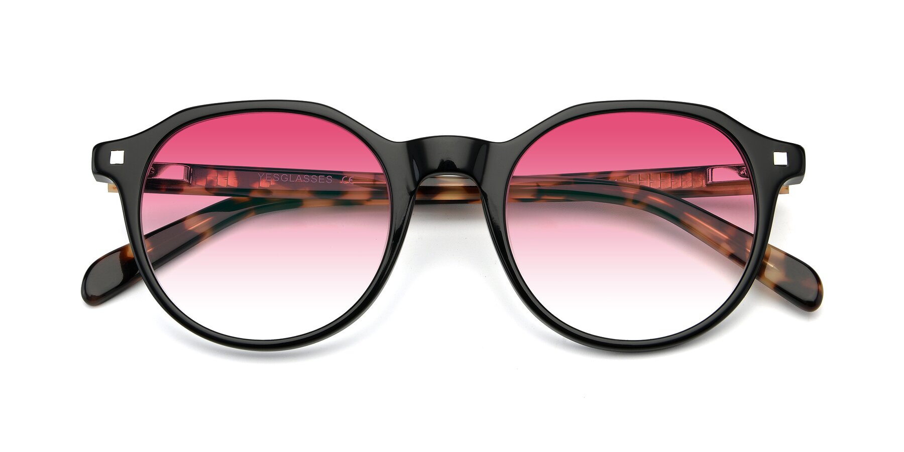 Folded Front of 17425 in Black with Pink Gradient Lenses