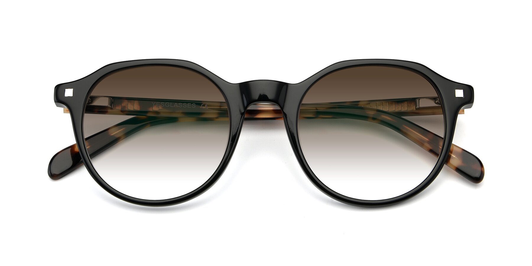 Folded Front of 17425 in Black with Brown Gradient Lenses