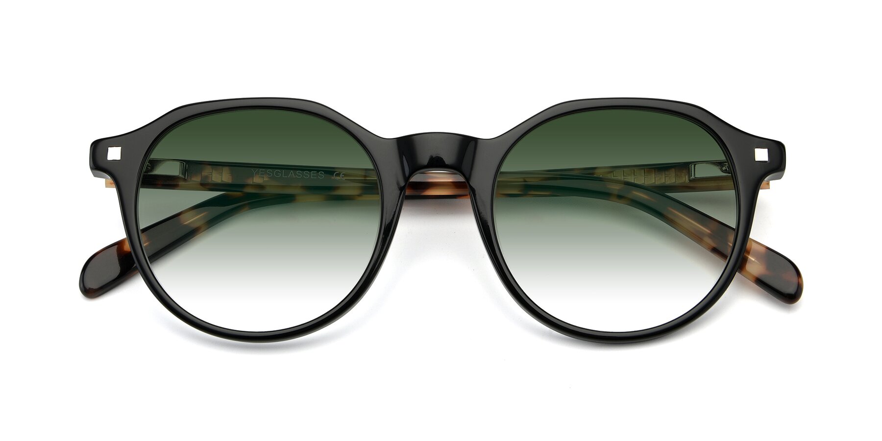 Folded Front of 17425 in Black with Green Gradient Lenses