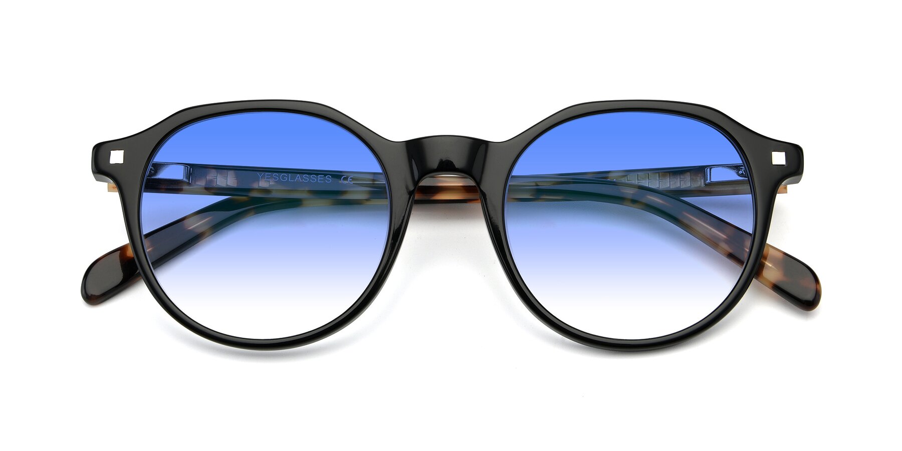 Folded Front of 17425 in Black with Blue Gradient Lenses