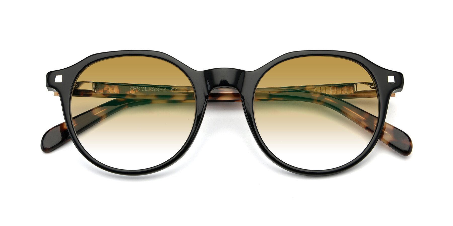 Folded Front of 17425 in Black with Champagne Gradient Lenses