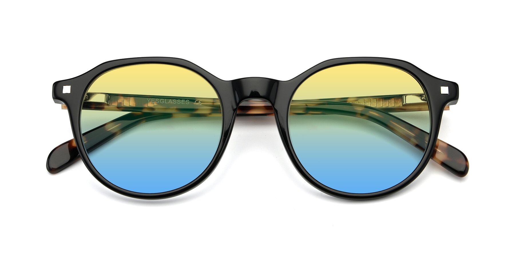Folded Front of 17425 in Black with Yellow / Blue Gradient Lenses
