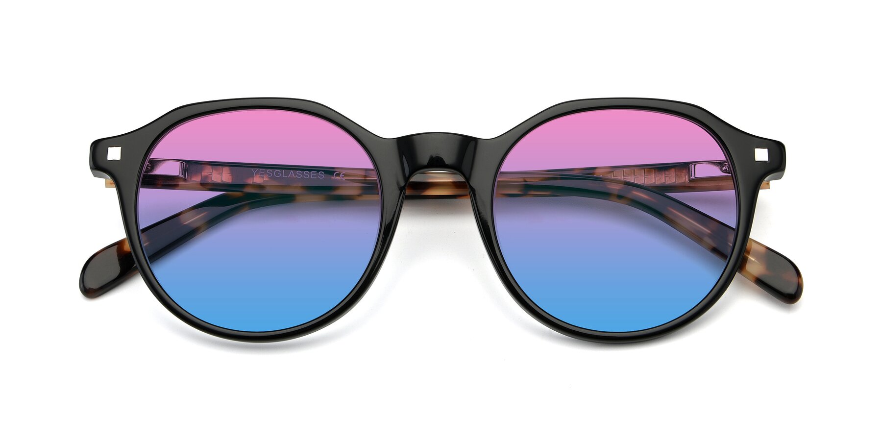 Folded Front of 17425 in Black with Pink / Blue Gradient Lenses