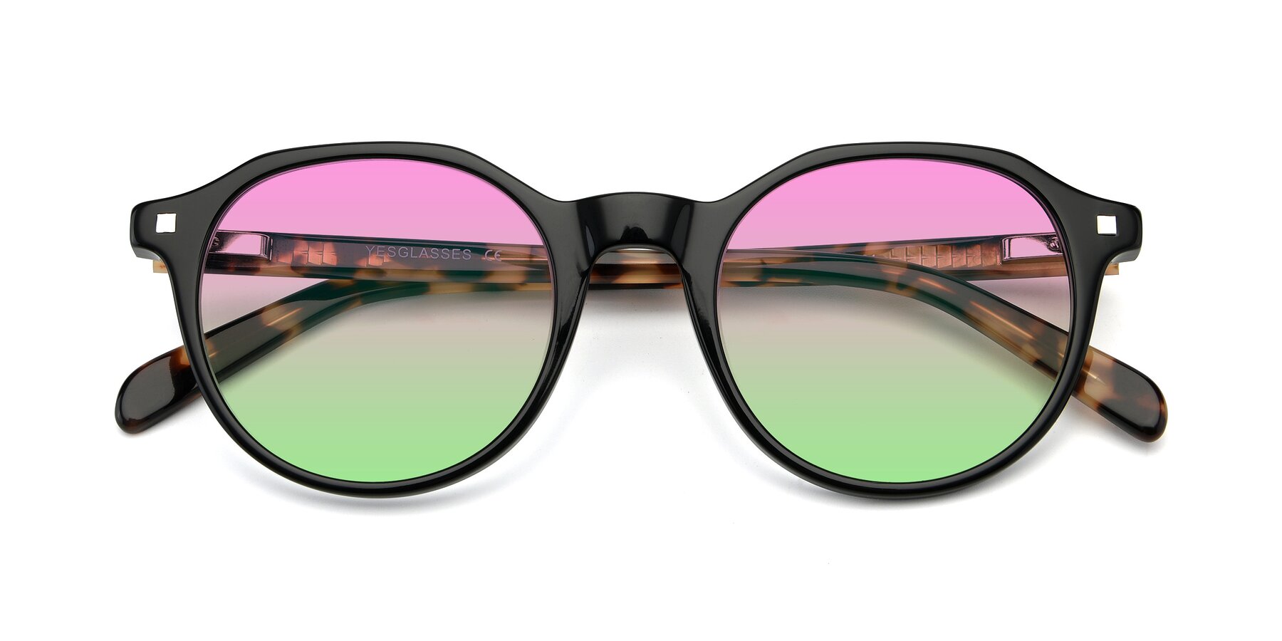 Folded Front of 17425 in Black with Pink / Green Gradient Lenses