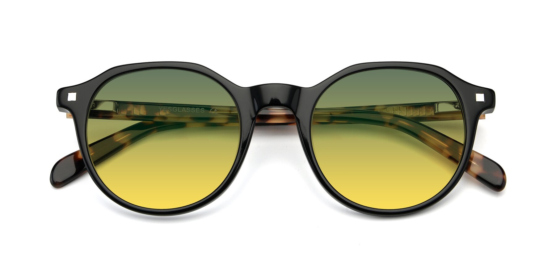 Folded Front of 17425 in Black with Green / Yellow Gradient Lenses