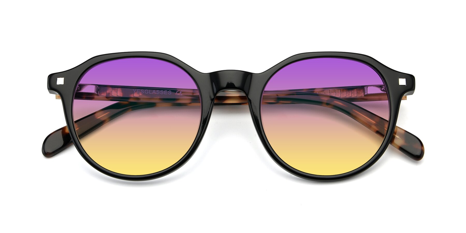Folded Front of 17425 in Black with Purple / Yellow Gradient Lenses