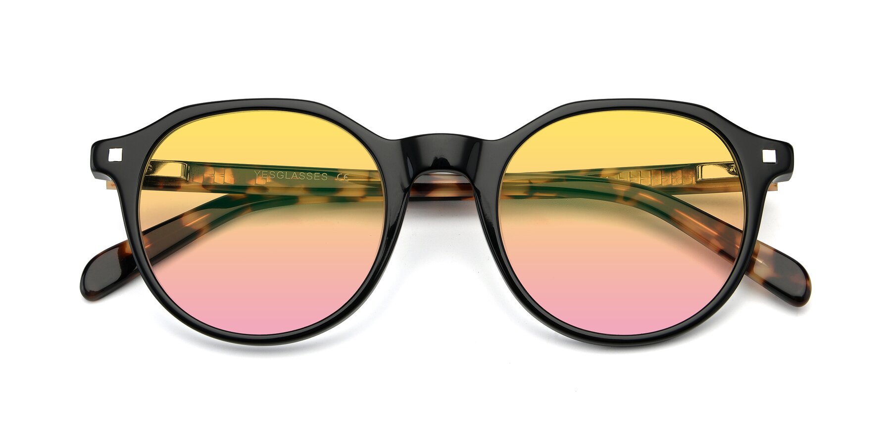 Folded Front of 17425 in Black with Yellow / Pink Gradient Lenses