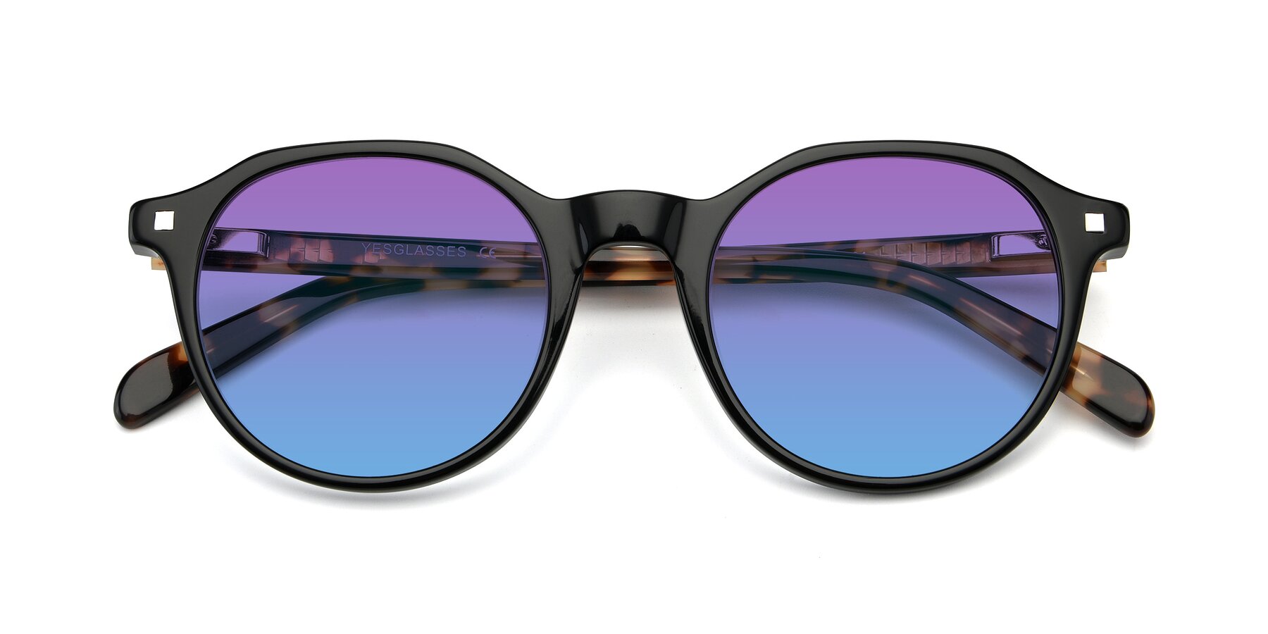 Folded Front of 17425 in Black with Purple / Blue Gradient Lenses
