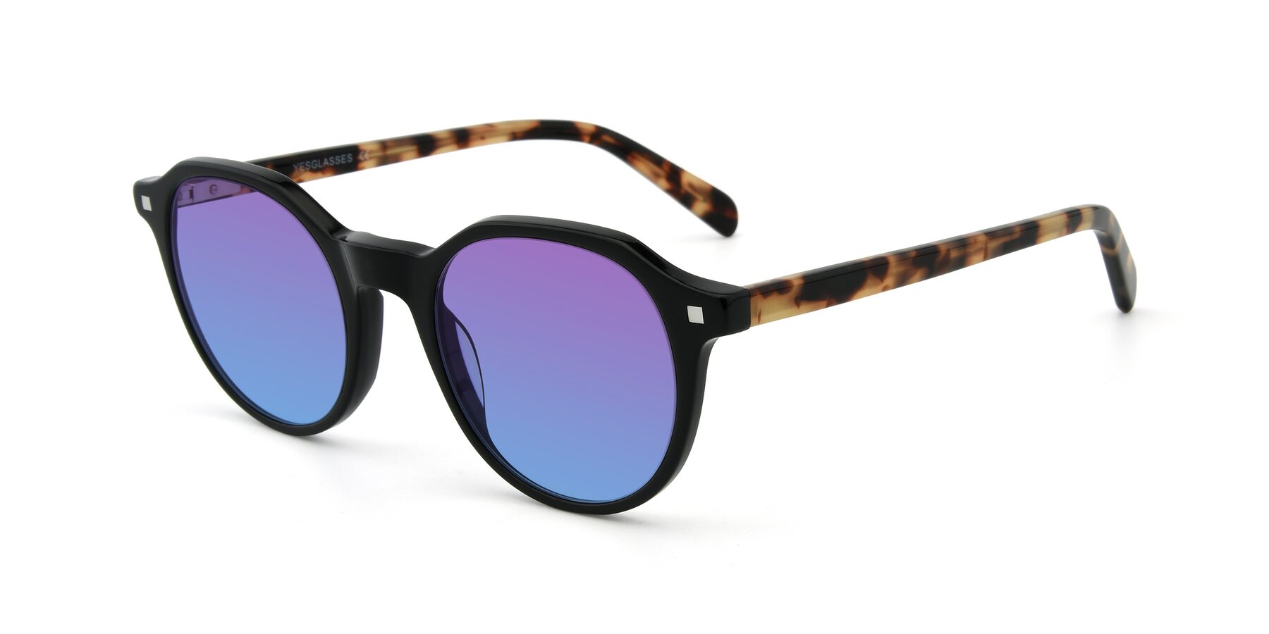 Angle of 17425 in Black with Purple / Blue Gradient Lenses