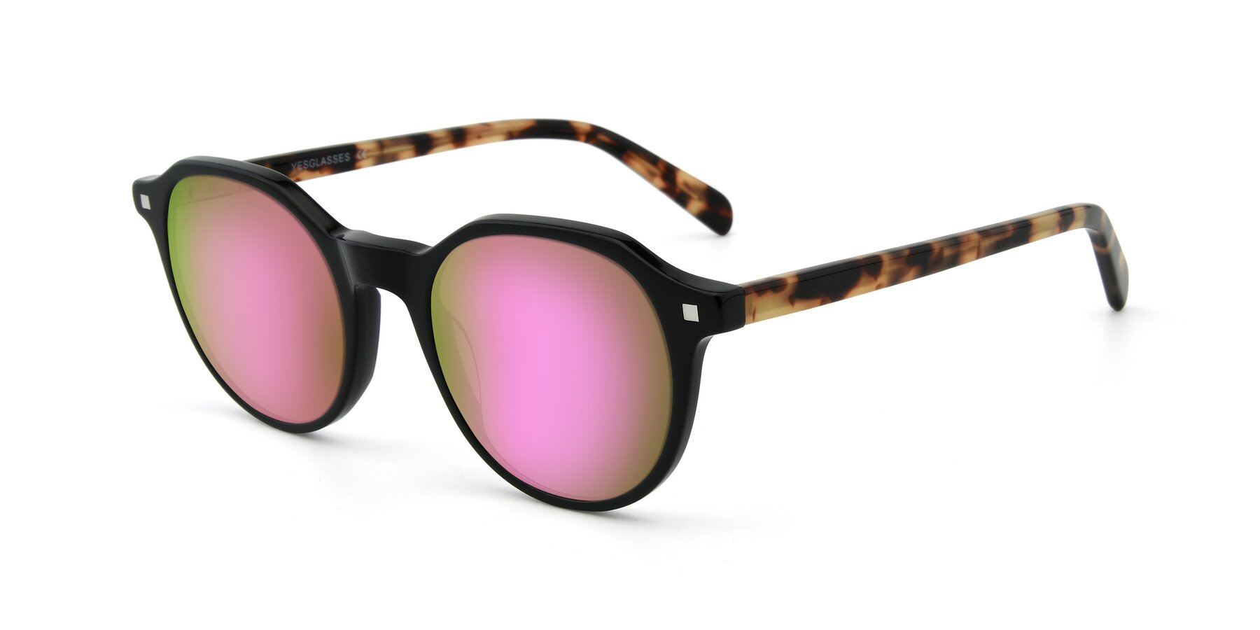 Angle of 17425 in Black with Pink Mirrored Lenses
