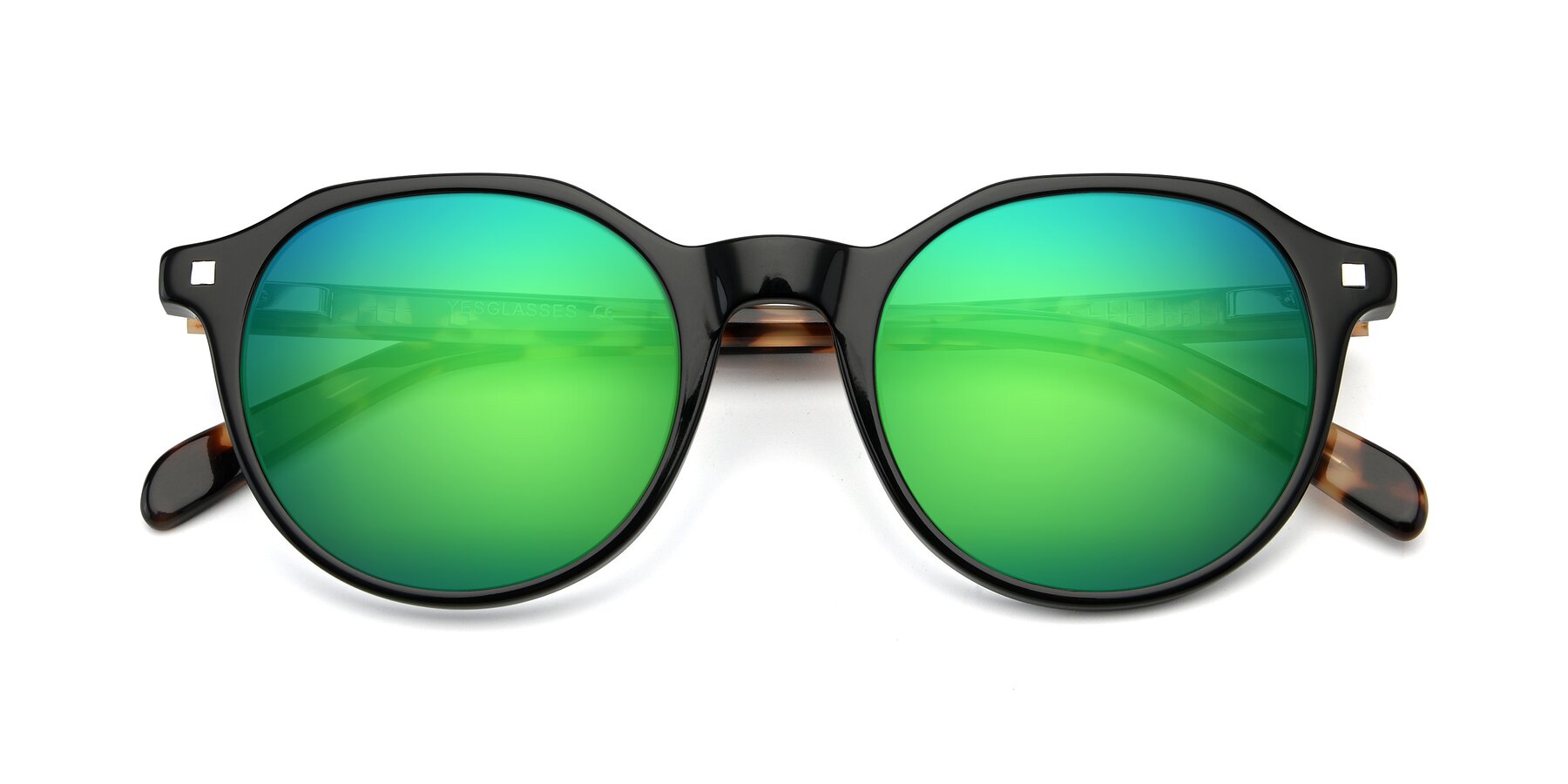 Folded Front of 17425 in Black with Green Mirrored Lenses