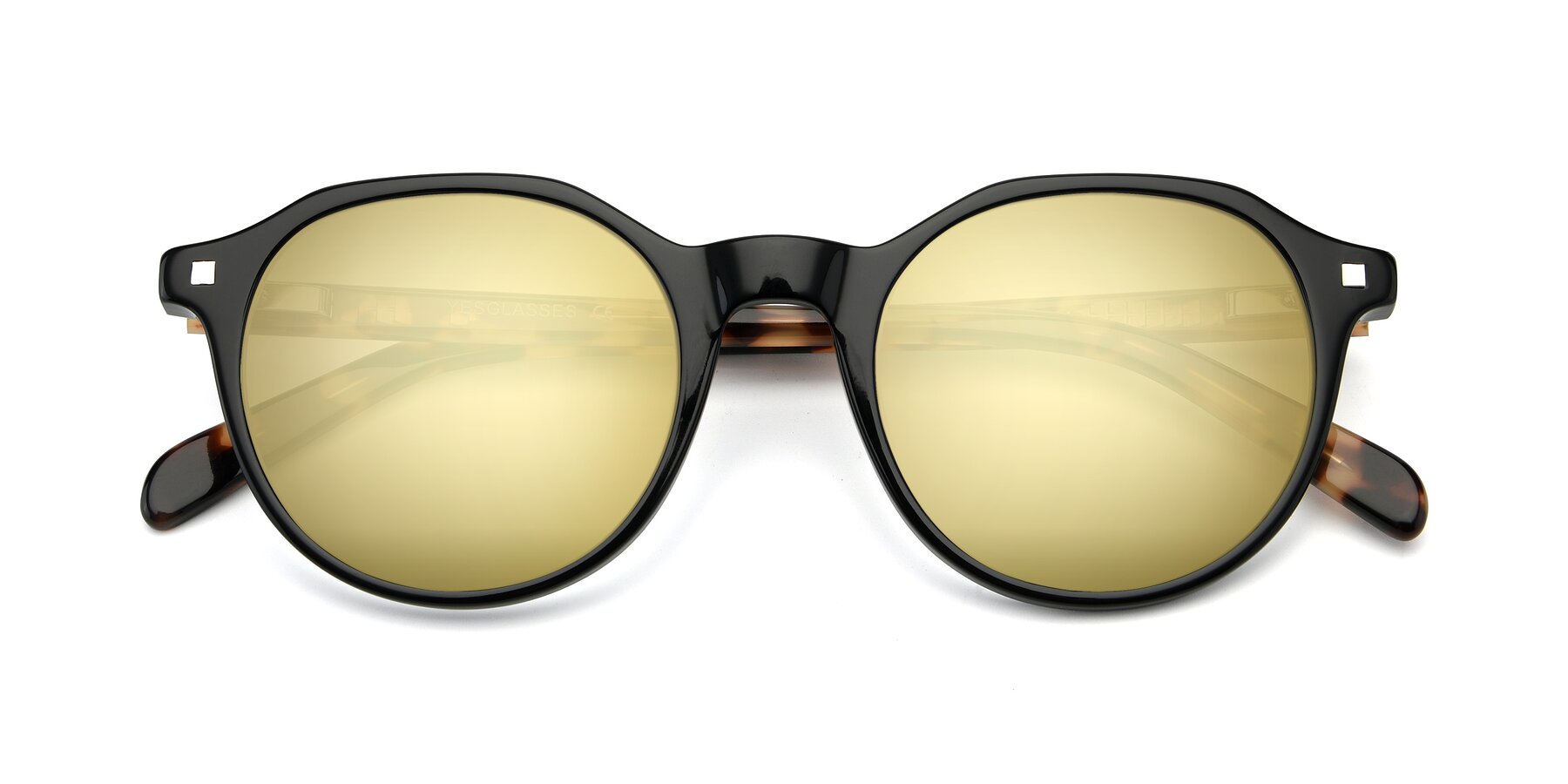 Folded Front of 17425 in Black with Gold Mirrored Lenses
