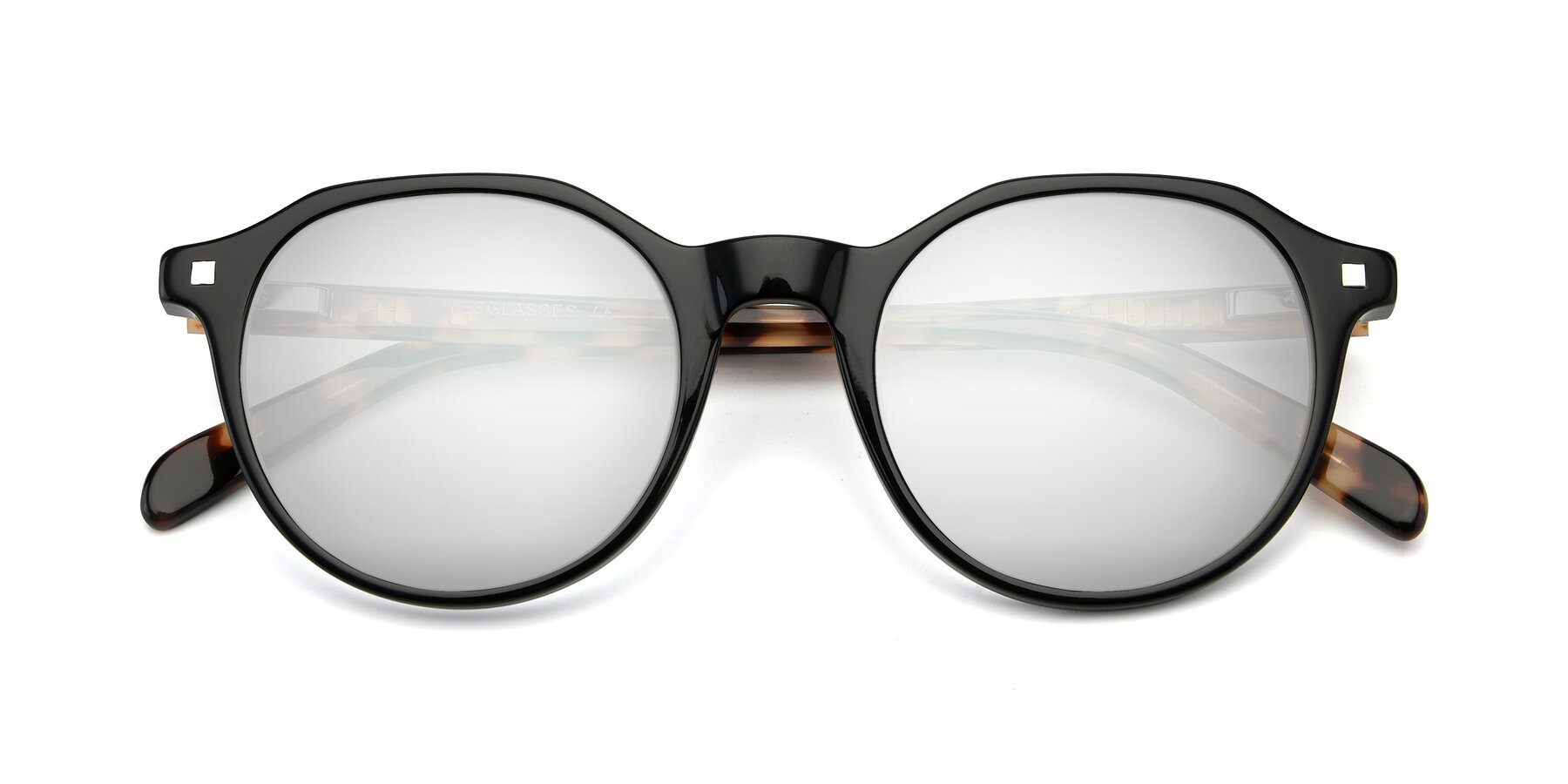 Folded Front of 17425 in Black with Silver Mirrored Lenses