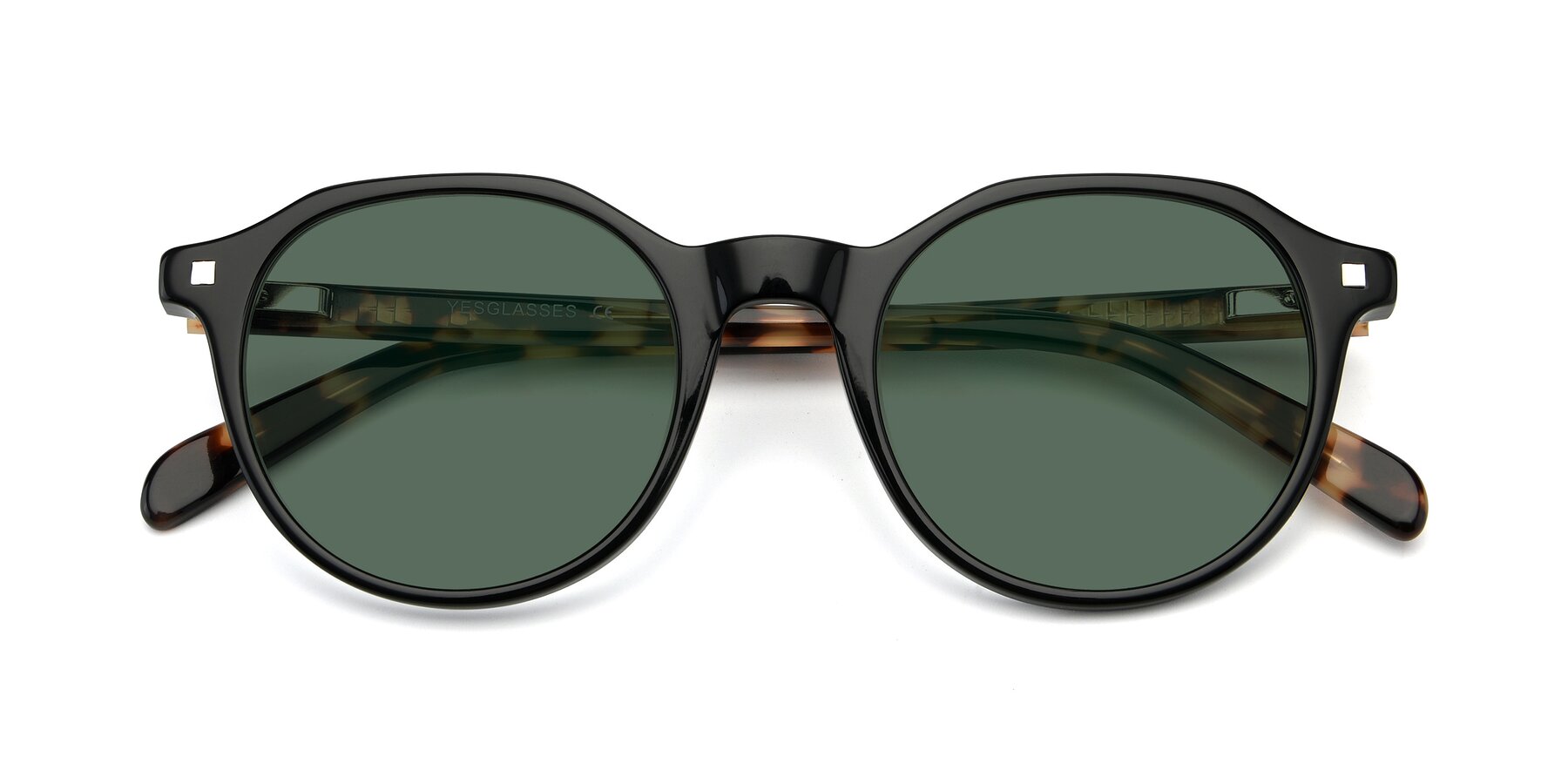 Folded Front of 17425 in Black with Green Polarized Lenses