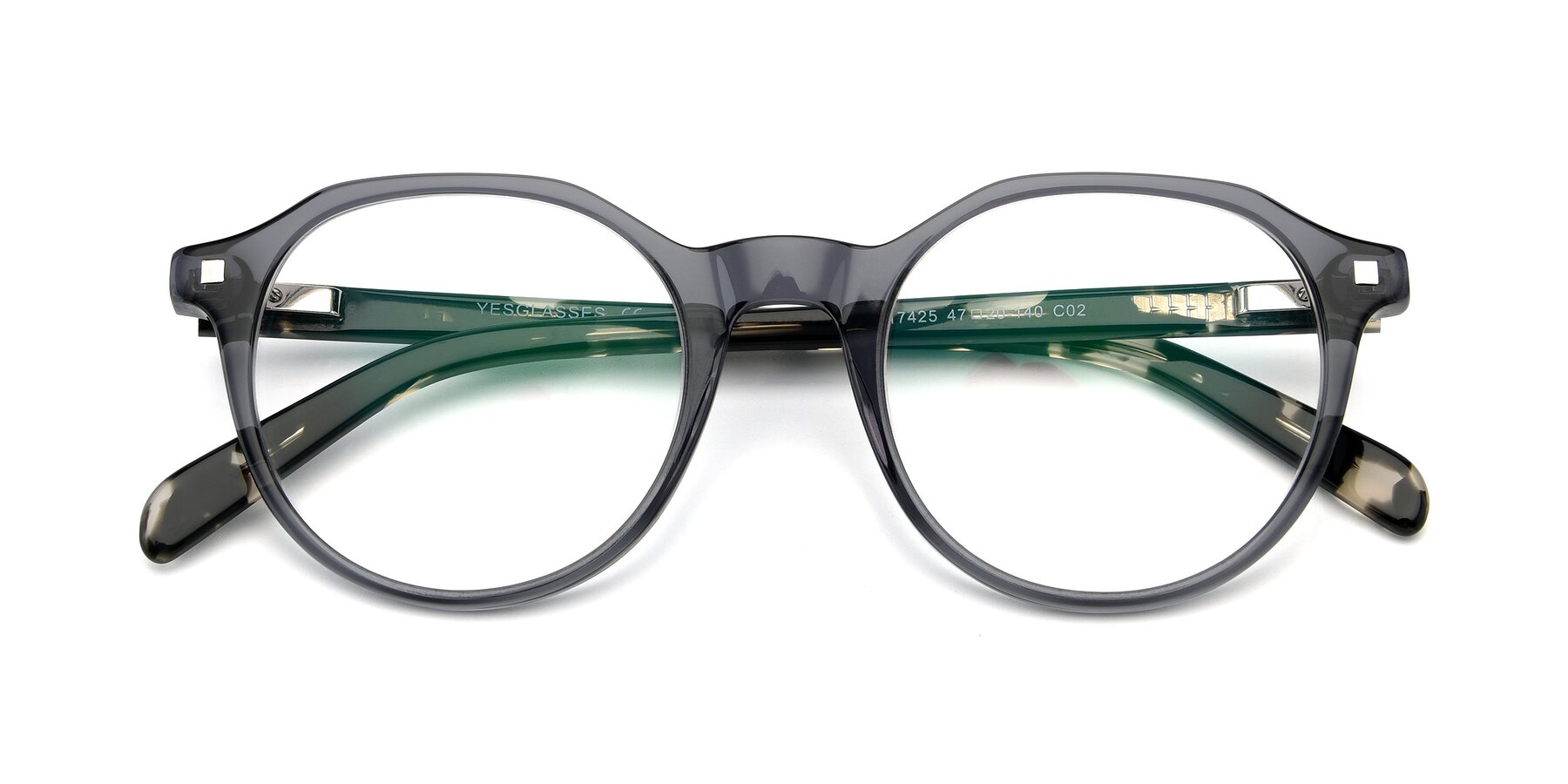 Folded Front of 17425 in Transparent Grey with Clear Reading Eyeglass Lenses