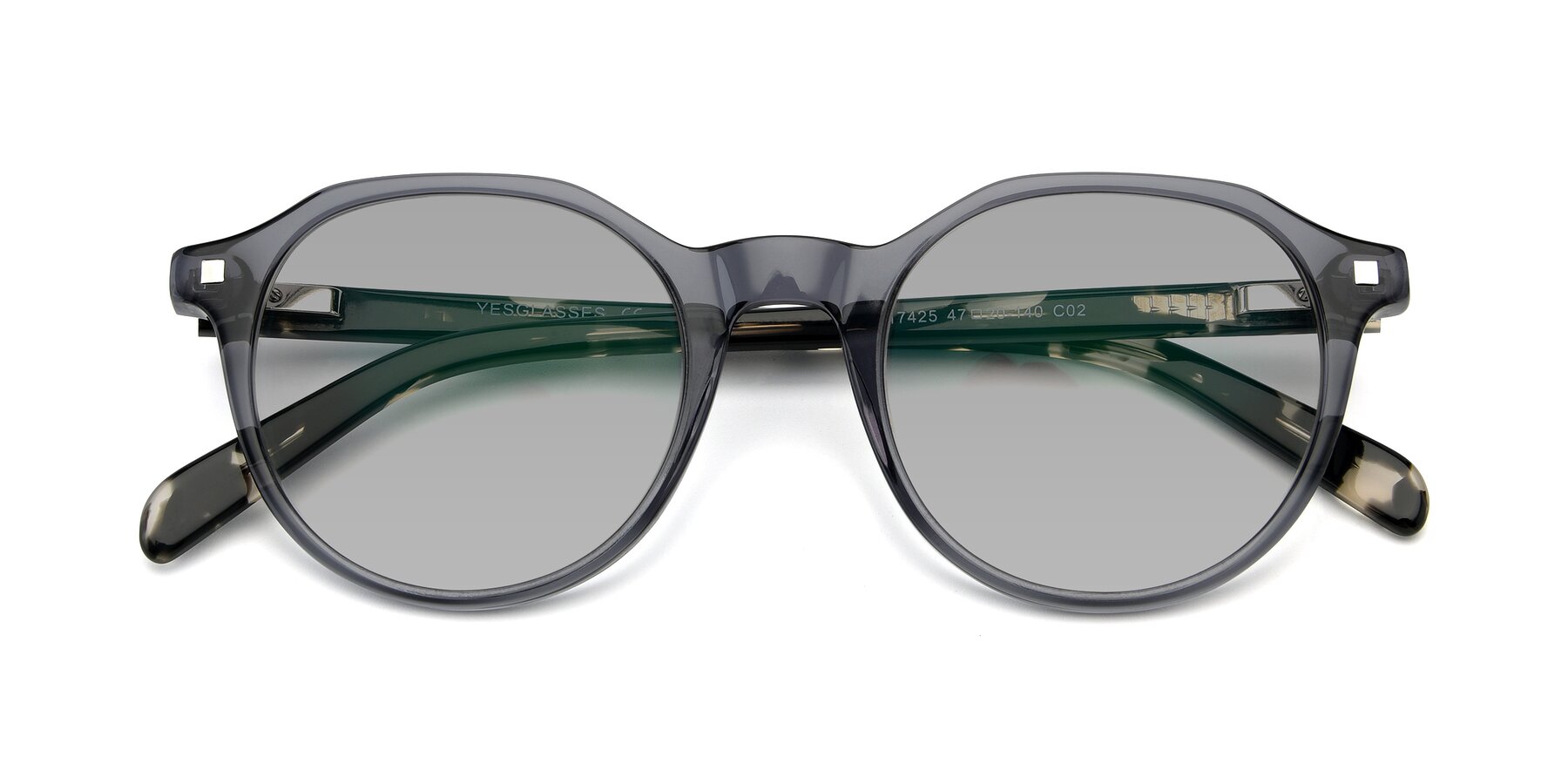 Folded Front of 17425 in Transparent Grey with Light Gray Tinted Lenses
