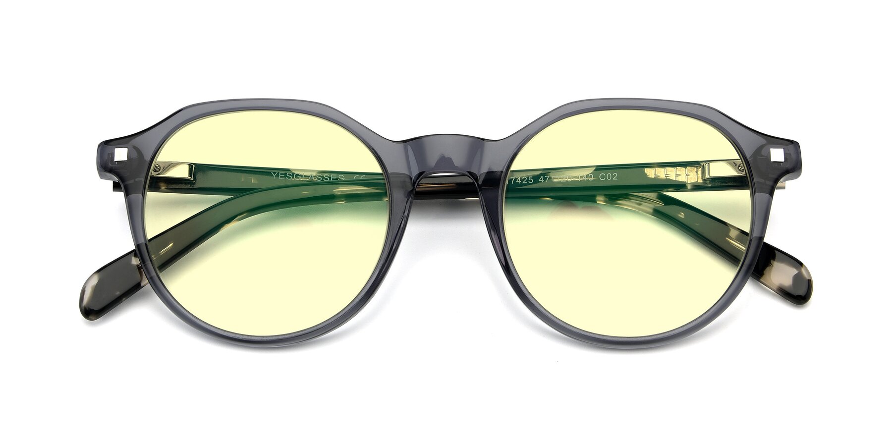 Folded Front of 17425 in Transparent Grey with Light Yellow Tinted Lenses