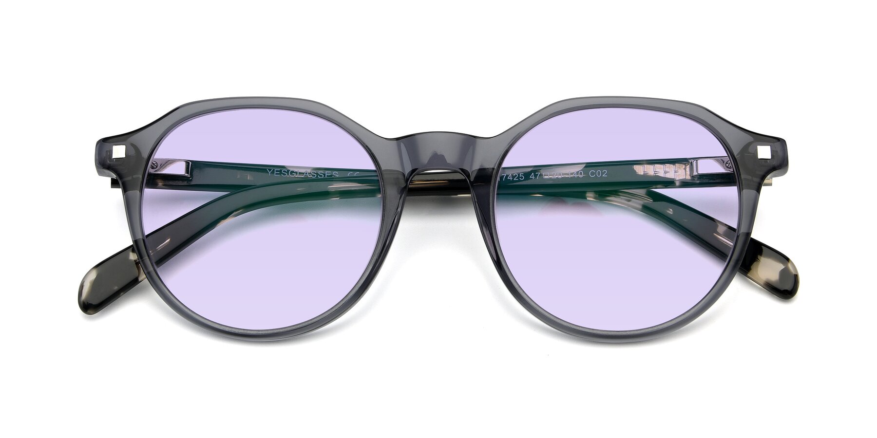 Folded Front of 17425 in Transparent Grey with Light Purple Tinted Lenses