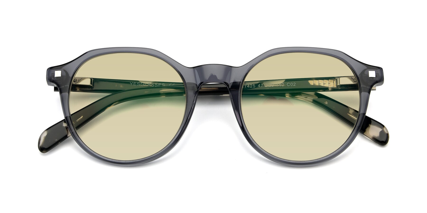Folded Front of 17425 in Transparent Grey with Light Champagne Tinted Lenses