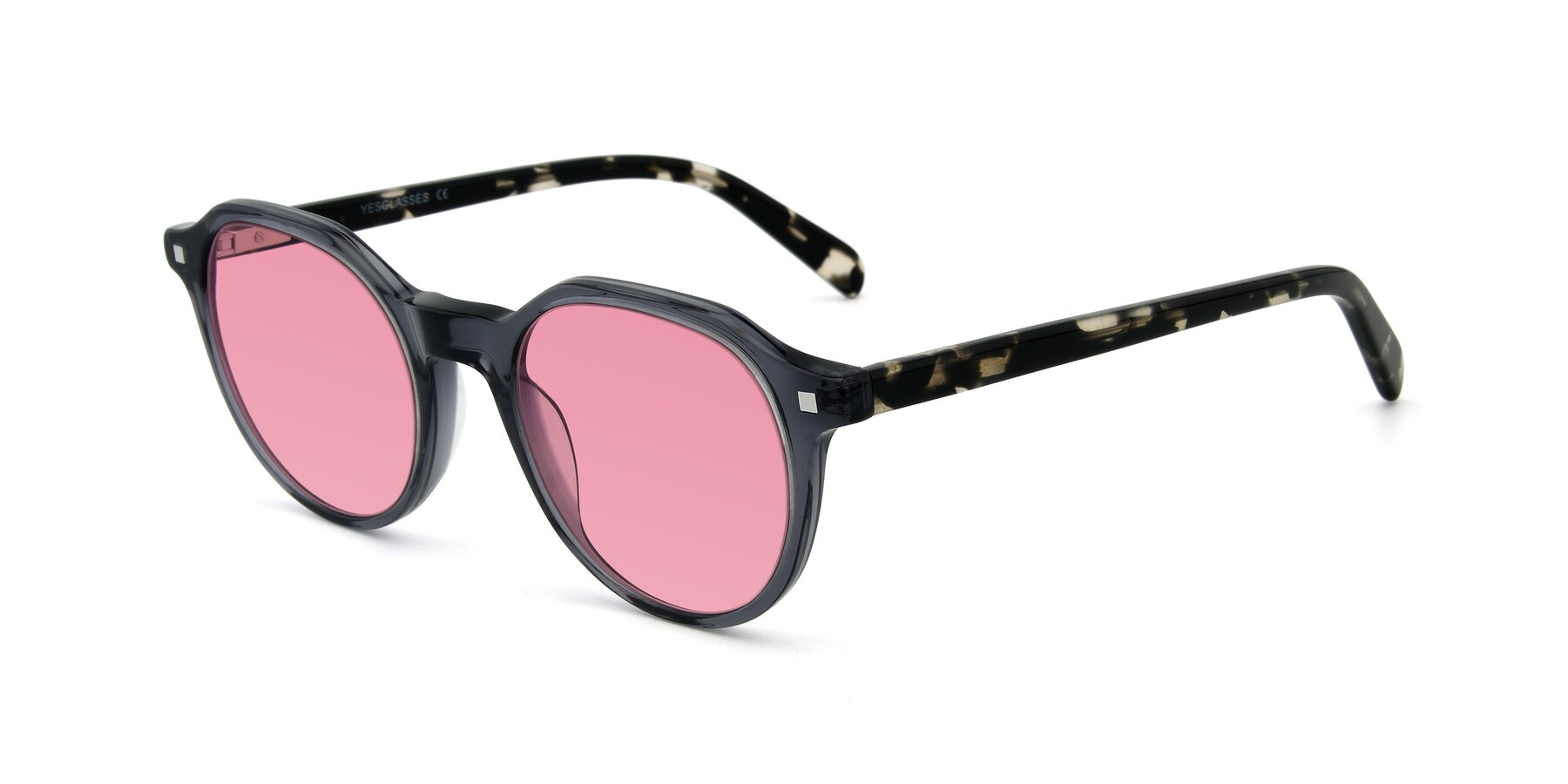 Angle of 17425 in Transparent Grey with Pink Tinted Lenses