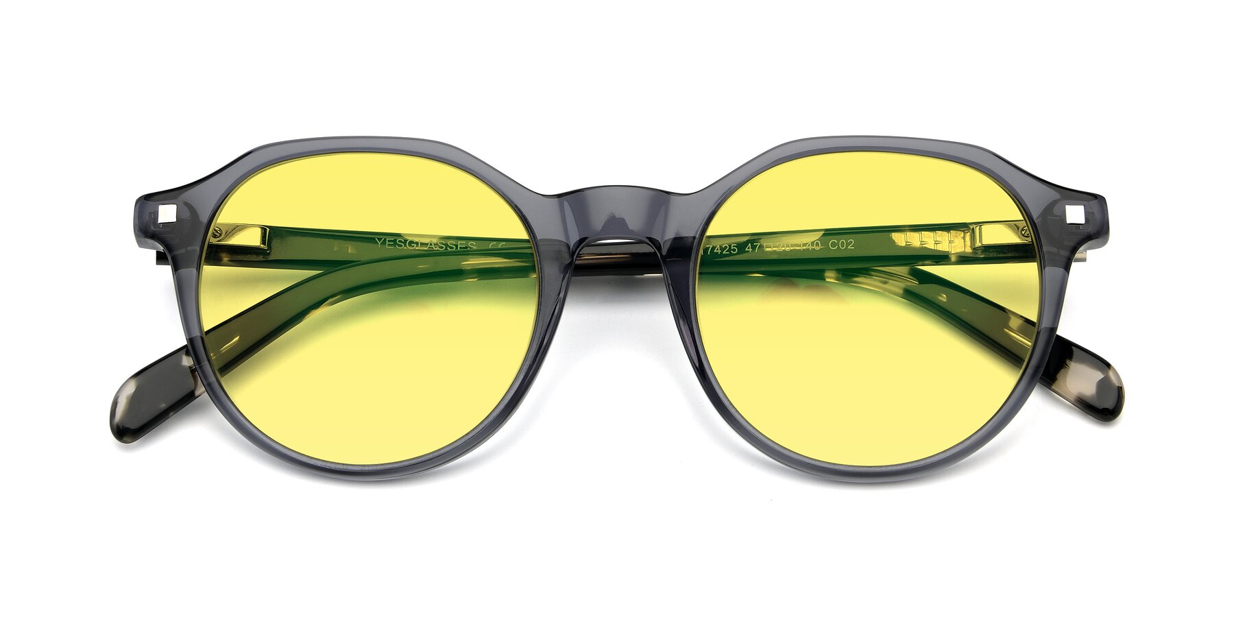 Folded Front of 17425 in Transparent Grey with Medium Yellow Tinted Lenses