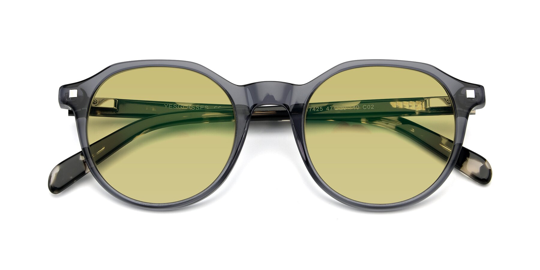 Folded Front of 17425 in Transparent Grey with Medium Champagne Tinted Lenses