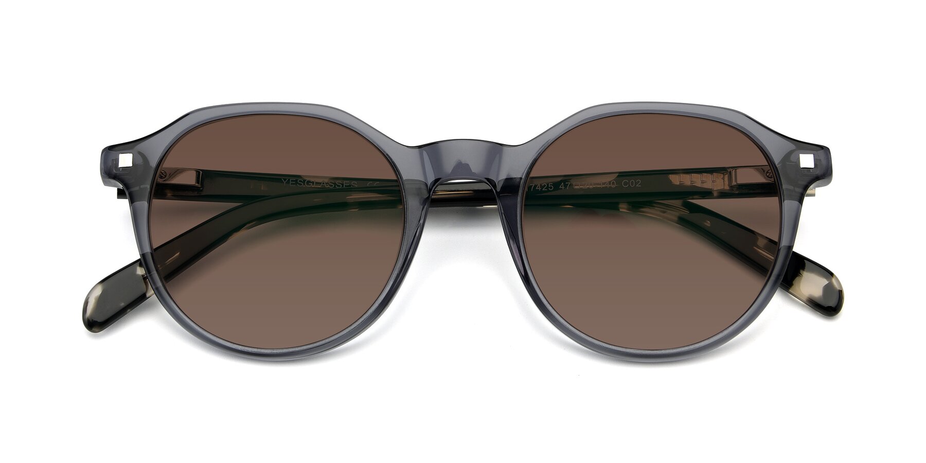 Folded Front of 17425 in Transparent Grey with Brown Tinted Lenses