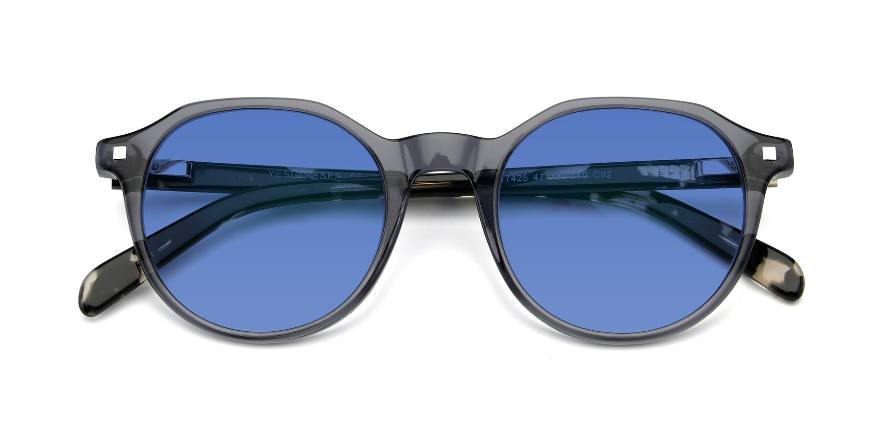 Folded Front of 17425 in Transparent Grey with Blue Tinted Lenses