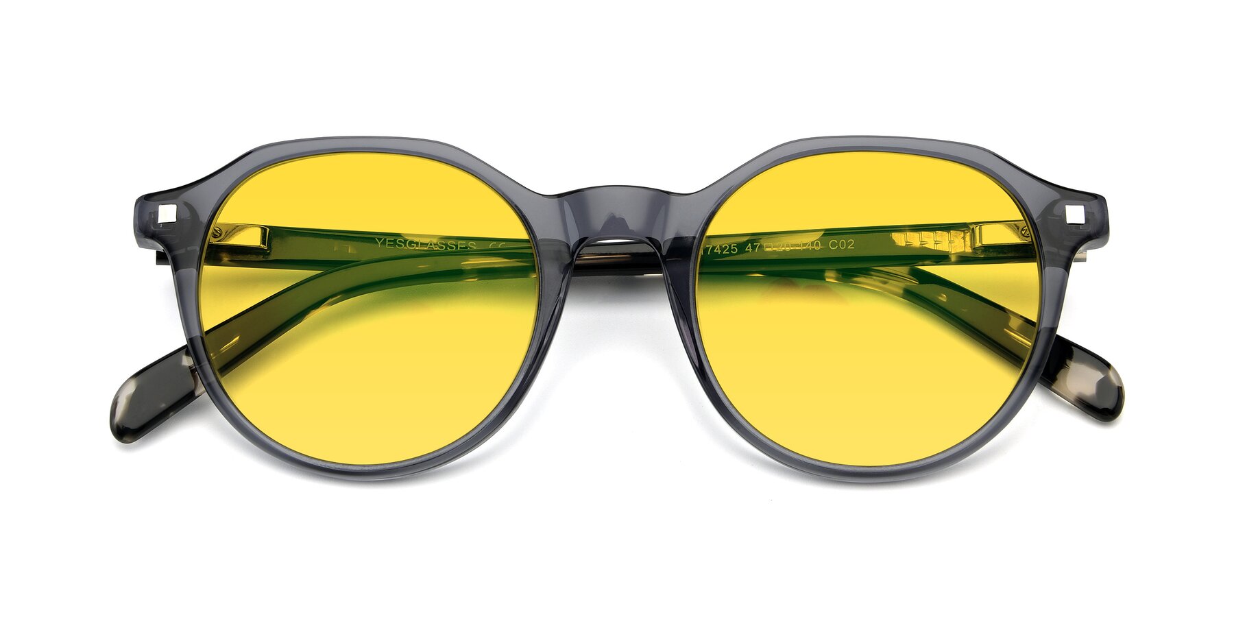 Folded Front of 17425 in Transparent Grey with Yellow Tinted Lenses