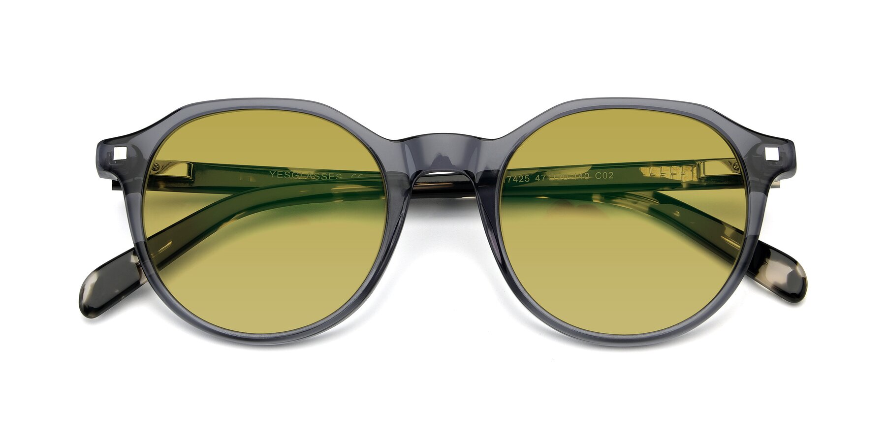Folded Front of 17425 in Transparent Grey with Champagne Tinted Lenses
