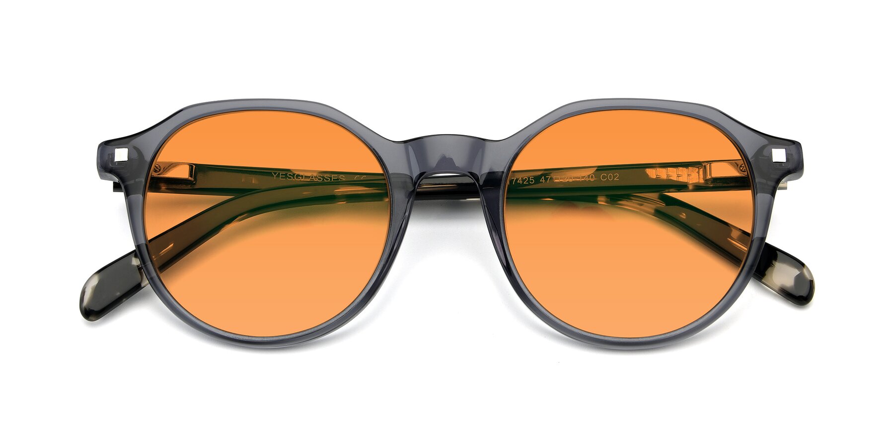 Folded Front of 17425 in Transparent Grey with Orange Tinted Lenses