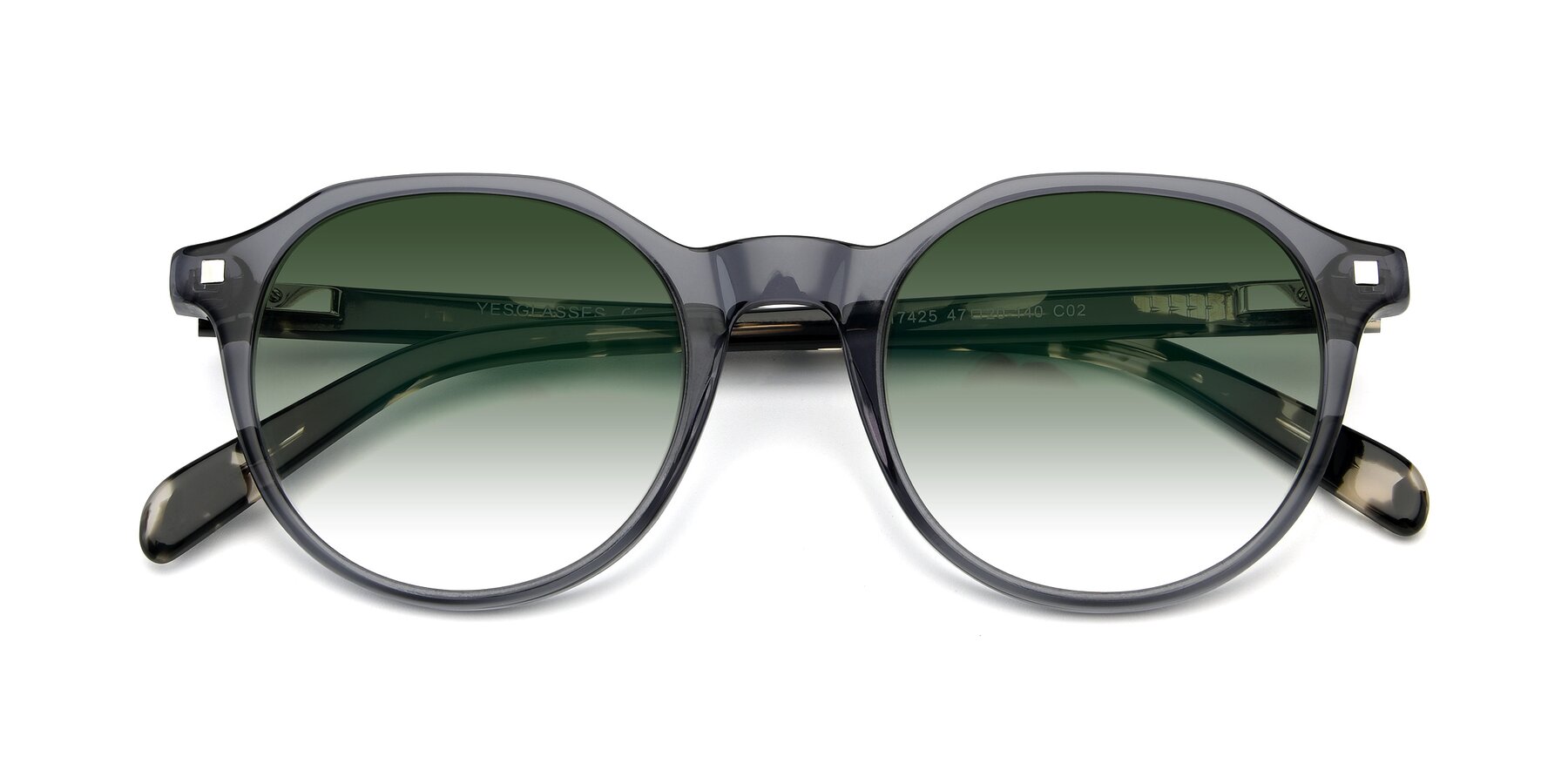 Folded Front of 17425 in Transparent Grey with Green Gradient Lenses