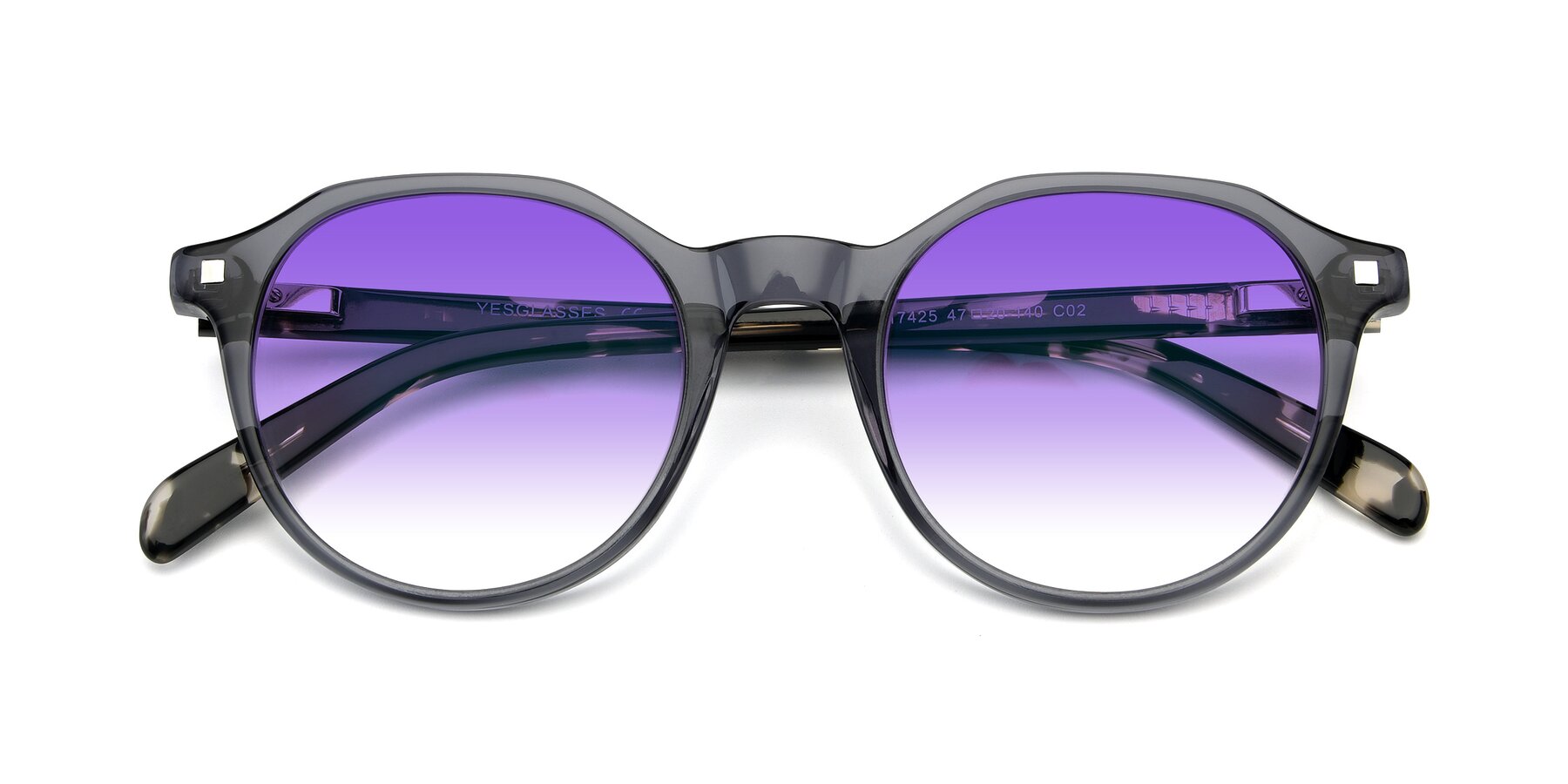 Folded Front of 17425 in Transparent Grey with Purple Gradient Lenses