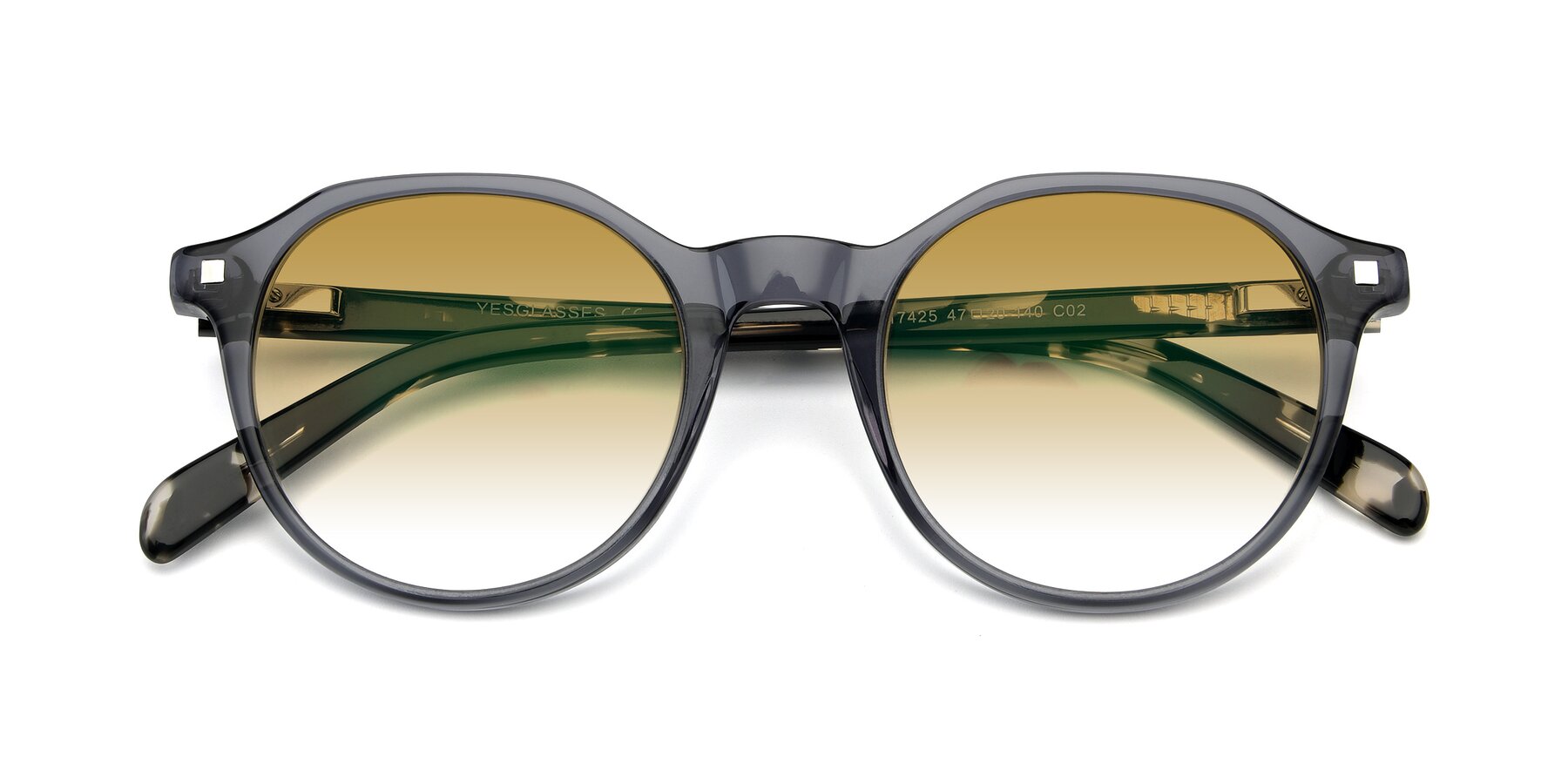 Folded Front of 17425 in Transparent Grey with Champagne Gradient Lenses