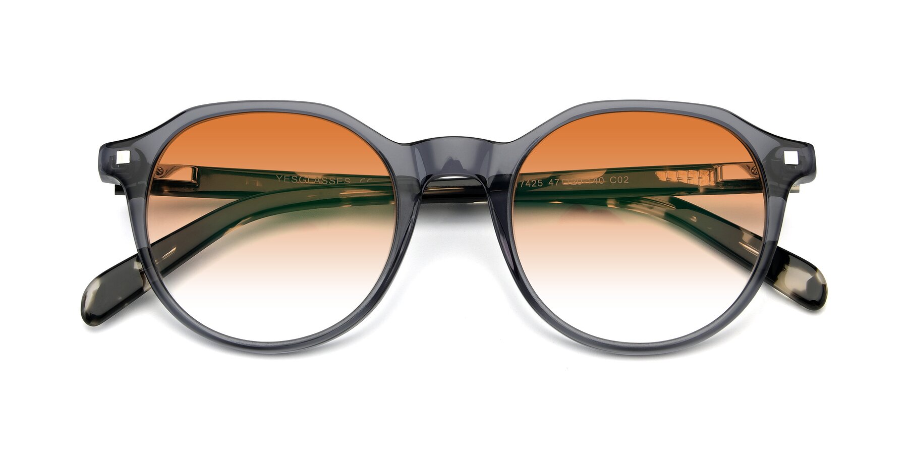 Folded Front of 17425 in Transparent Grey with Orange Gradient Lenses