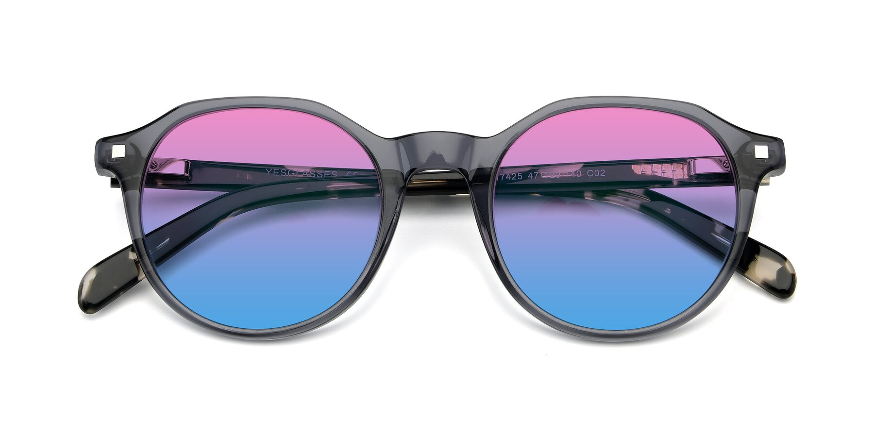 Folded Front of 17425 in Transparent Grey with Pink / Blue Gradient Lenses