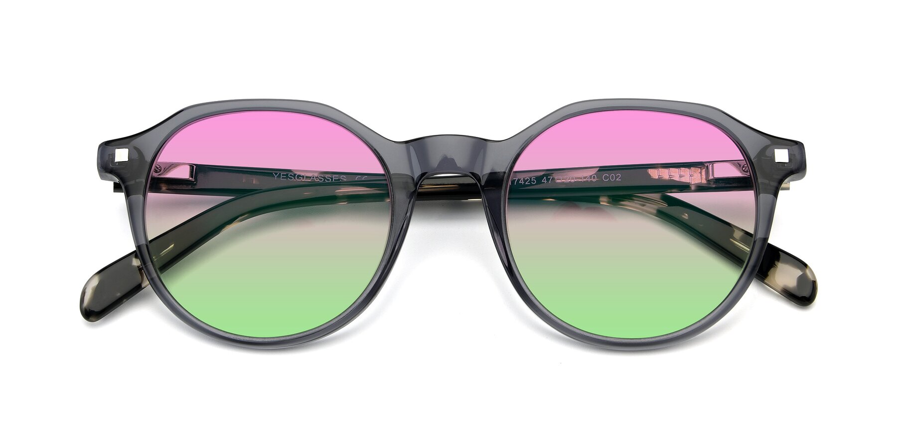 Folded Front of 17425 in Transparent Grey with Pink / Green Gradient Lenses