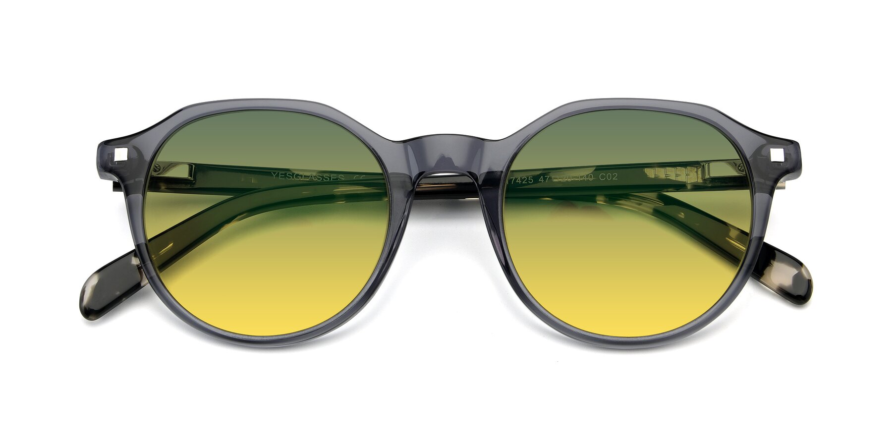 Folded Front of 17425 in Transparent Grey with Green / Yellow Gradient Lenses