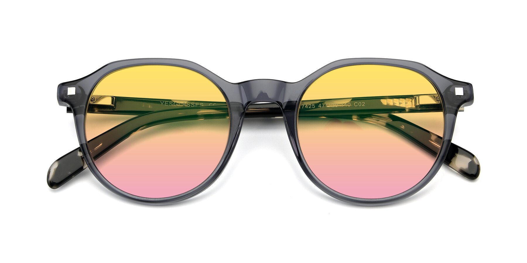 Folded Front of 17425 in Transparent Grey with Yellow / Pink Gradient Lenses