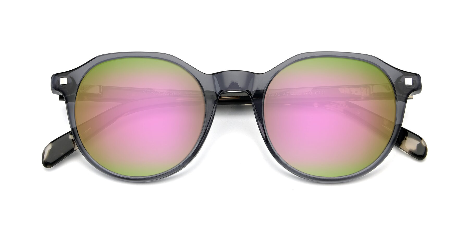 Folded Front of 17425 in Transparent Grey with Pink Mirrored Lenses